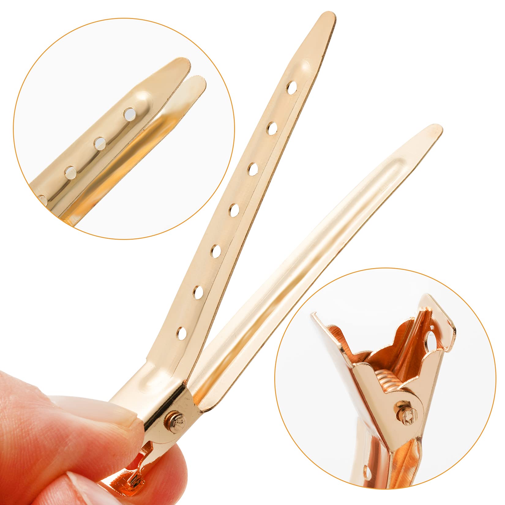 24 Packs Duck Bill Clips, Bantoye Rustproof Metal Alligator Curl Clips with Holes for Hair Styling, Hair Coloring