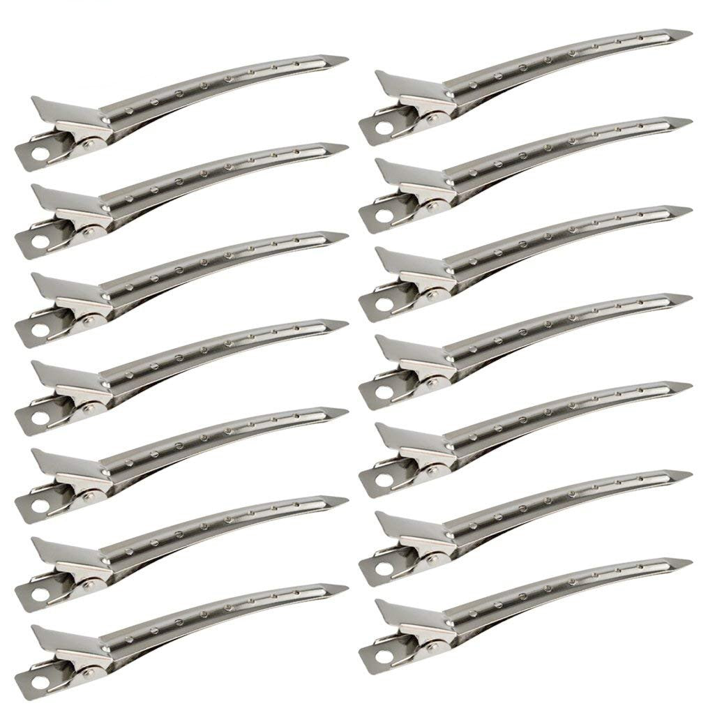 24 Packs Duck Bill Clips, Bantoye Rustproof Metal Alligator Curl Clips with Holes for Hair Styling, Hair Coloring
