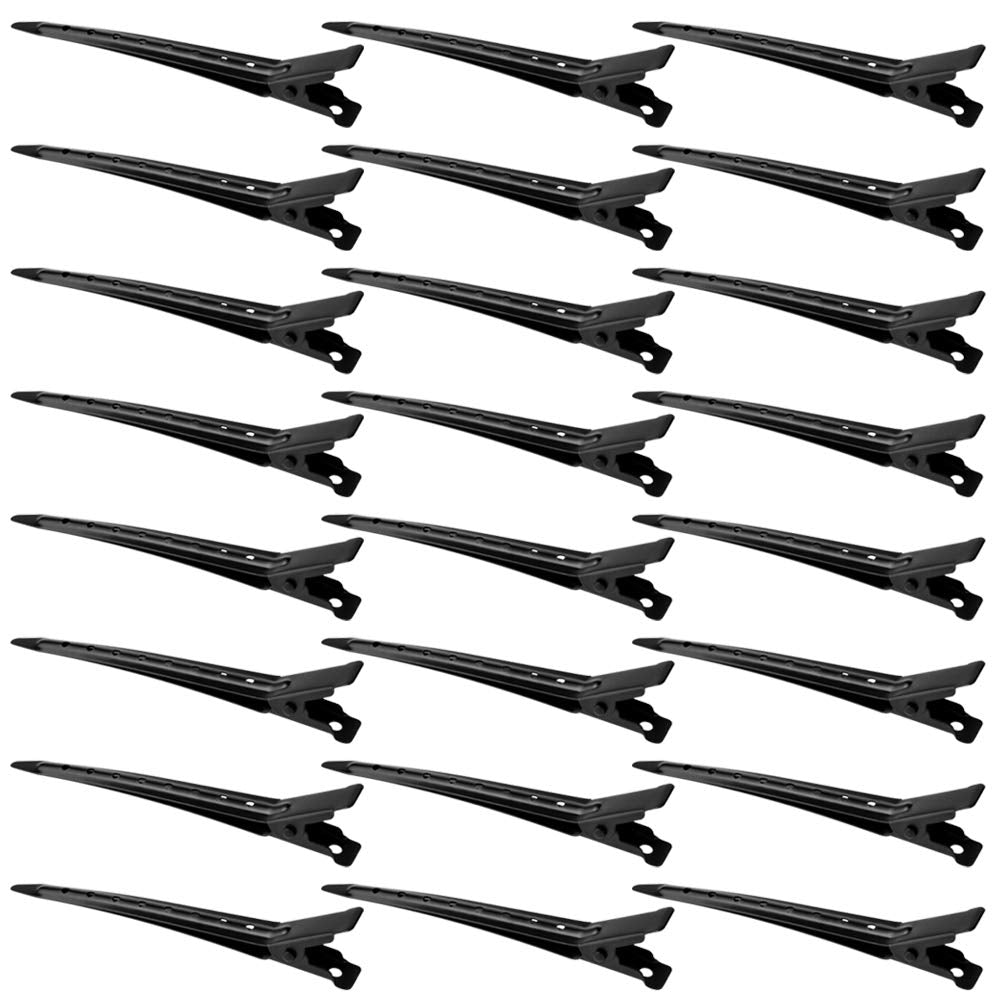 24 Packs Duck Bill Clips, Bantoye Rustproof Metal Alligator Curl Clips with Holes for Hair Styling, Hair Coloring