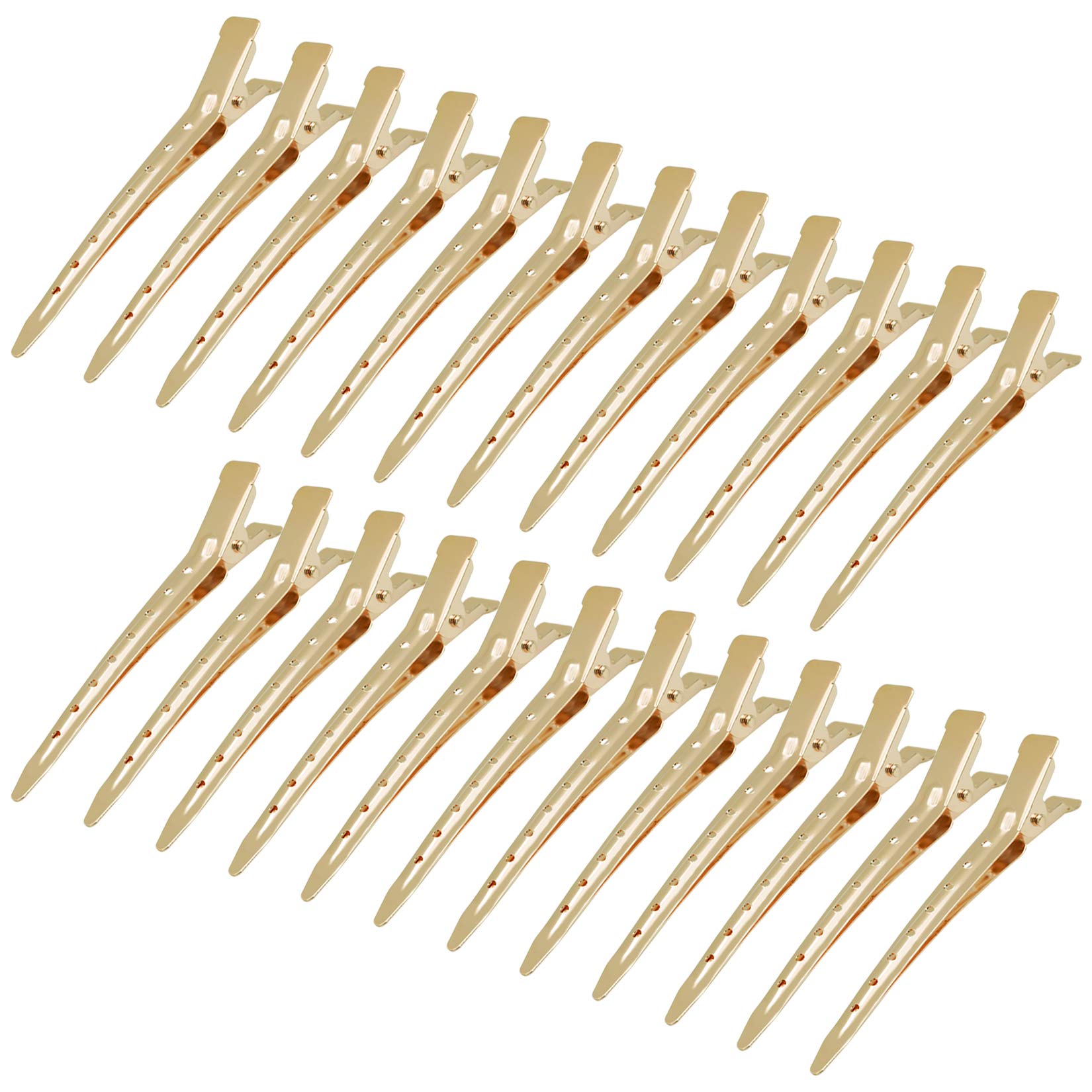 24 Packs Duck Bill Clips, Bantoye Rustproof Metal Alligator Curl Clips with Holes for Hair Styling, Hair Coloring