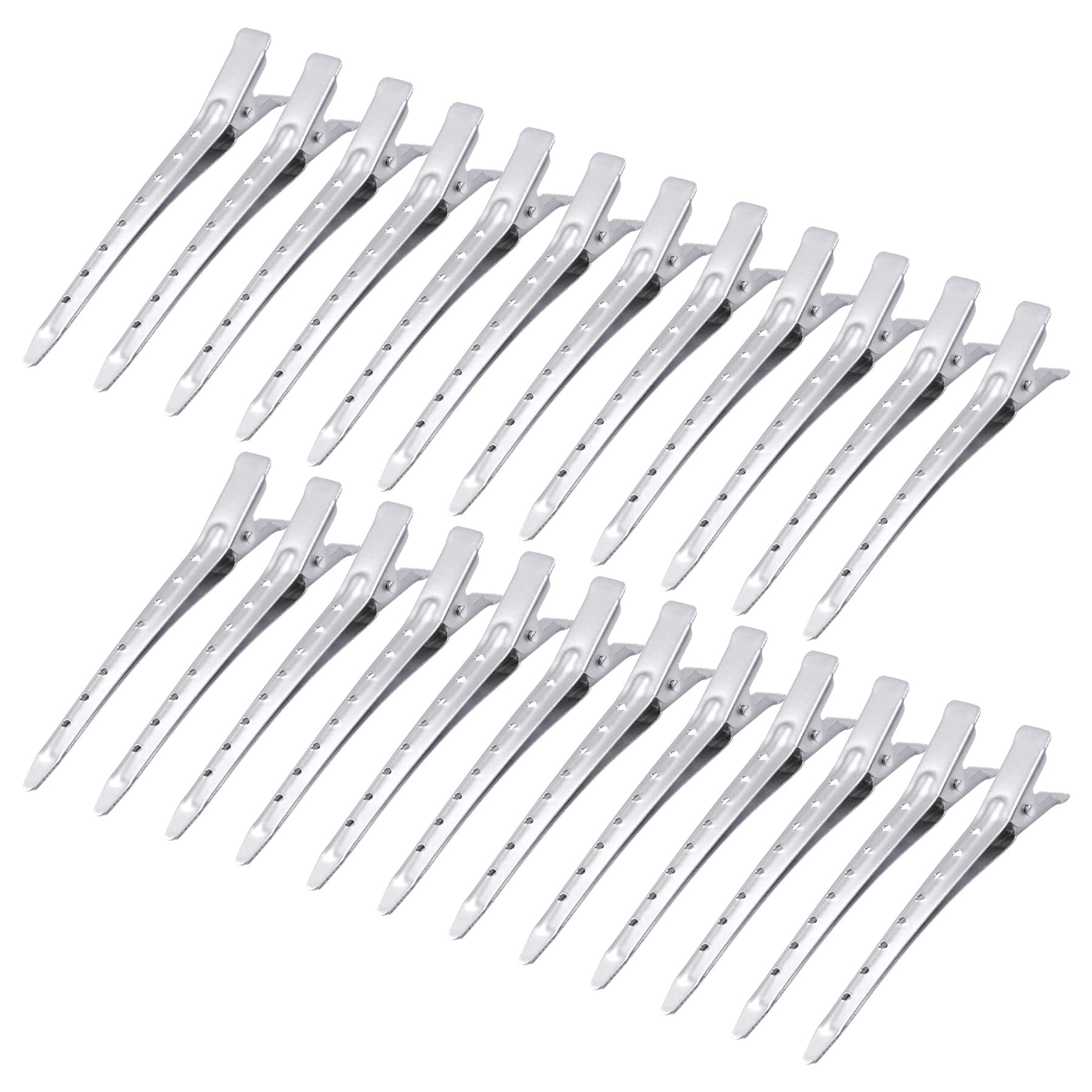 24 Packs Duck Bill Clips, Bantoye Rustproof Metal Alligator Curl Clips with Holes for Hair Styling, Hair Coloring