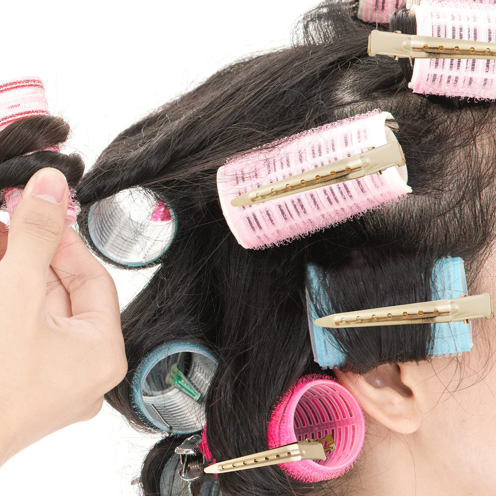 24 Packs Duck Bill Clips, Bantoye Rustproof Metal Alligator Curl Clips with Holes for Hair Styling, Hair Coloring